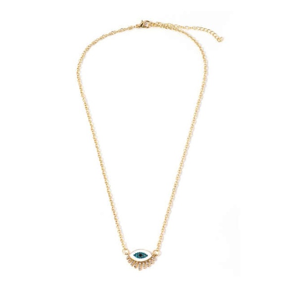 Handmade Evil Eye crystal enamel necklace - Picture 2 of 5